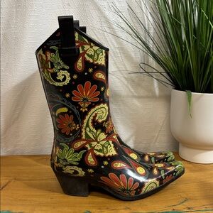 CORKYS Rodeo Rain Boots - Women's Size 8-- Paisley, Western, Cowboy, Boho